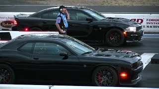 SoWhos Quickest  Hellcat Charger or Challenger drag racing [upl. by Aicirtam]