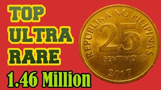 TOP ULTRA RARE PHILIPPINES 25 SENTIVO WORLD WIDE WORT VALUE IS  146 MILLION BIG MONEY money coin [upl. by Stine905]