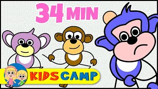 Five Little Monkeys  More Nursery Rhymes And Kids Songs by KidsCamp [upl. by Brooking]