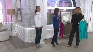 Susan Graver Rayon Nylon Cold Shoulder Mock Neck Sweater on QVC [upl. by Ahsinwad]