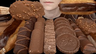 ASMR Chocolate Desserts amp Ice Cream Eclair Cookie Sandwich Dove HaagenDazs Kinder Bueno Cake [upl. by Folly]