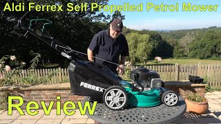 Aldi  Ferrex Petrol Self Propelled Mower  Review and Demonstration [upl. by Anisamot]