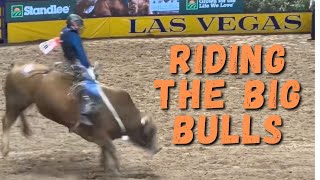 Riding the Big Bulls Night Three of National Finals Rodeo in Vegas [upl. by Didi]