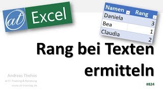 Excel  Rang bei Texten ermitteln  alphabetische Platzierung [upl. by Karyl953]