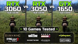 RTX 3060 vs RTX 3050 vs GTX 1650  10 Games Tested [upl. by Anoo711]