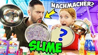 NACHMACHER SLIME CHALLENGE Wer kann Kathis Slime nachmachen amp wird zum Schleimexperten Nina vs Kaan [upl. by Milty239]