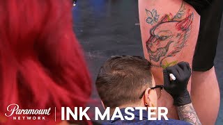 Freehanded Freestyle  Adaptability Face Off Tattoo  Ink Master Shop Wars Season 9 [upl. by Fevre]