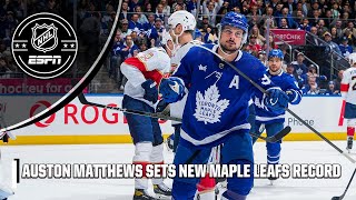 Auston Matthews sets MAPLE LEAFS RECORD with 62ND GOAL OF THE SEASON 😤  NHL on ESPN [upl. by Wolpert98]