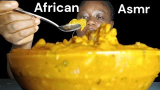 AFRICAN FOOD MUKBANG ASMR BEANS AND UNRIPE porridge PORRIDGE [upl. by Aubigny]