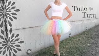 NO SEW TUTU  Tulle Skirt How To  Halloween Costume DIY  SoCraftastic [upl. by Niatirb430]