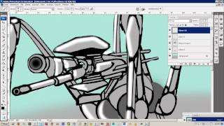 My Gunbot Design Concept Drawing in Photoshop TimeLapse [upl. by Maice849]