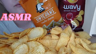 ASMR MUKBANG CRISPS UNICORNS WAVY CRUNCHY EATING SOUNDS  АСМР МУКБАНГ [upl. by Selrahc]