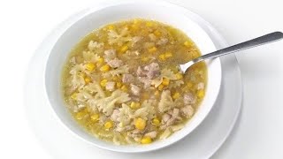 Corn with Cubed Boneless Chicken Soup Recipe  شوربة الذرة مع مكعبات الدجاج المسحب [upl. by Hilten449]