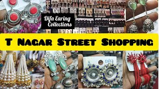 🍃T Nagar Budget Street Shopping vlog🍄Antique Earing Collections🍁Pondybazzartnagarshopping vlog [upl. by Nnairet445]