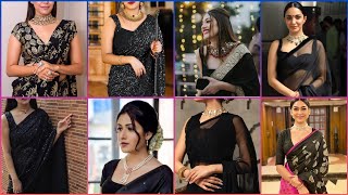 Black Saree With Jewelry ideasStunning Jewelry Ideas For Black SareeThe Grooming fashion girl [upl. by Matelda]