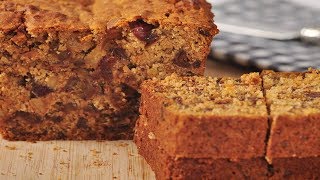 Date Walnut Bread Recipe Demonstration  Joyofbakingcom [upl. by Anaiq]