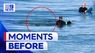 Image taken just moments before Port Macquarie shark attack  9 News Australia [upl. by Adnerak]