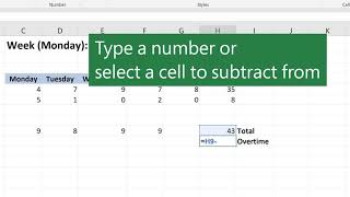 Subtraction in Microsoft Excel [upl. by Plerre]