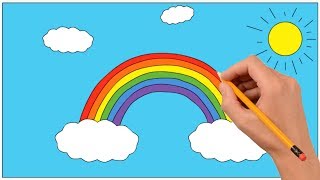 How to Draw Rainbow Coloring Pages Step by Step for Kids  Art Colours for Children [upl. by Virgie]