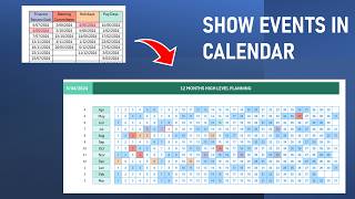 Events Tasks Milestones in Calendar  Excel Template from List to Excel Calendar [upl. by Sholom]