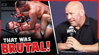 Reactions to the TKO in Alistair Overeem vs Augusto Sakai UFC Vegas 9 Dana White on Daniel Cormier [upl. by Anaeda499]