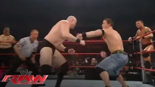 John Cena amp Randy Orton battle the entire Raw roster Raw March 17 2008 [upl. by Fiora]