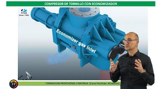 Compresor tornillo con economizador Clase 221 Curso refrigeración [upl. by Parhe565]