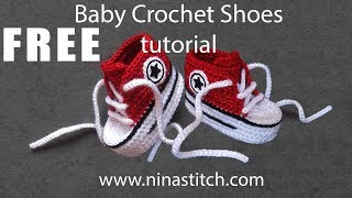 Baby Crochet Shoes Tutorial [upl. by Underwood85]