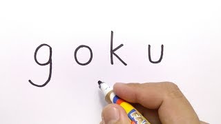 VERY EASY  How to turn word GOKU into CARTOON for kids  learn how to draw [upl. by Anneiv]