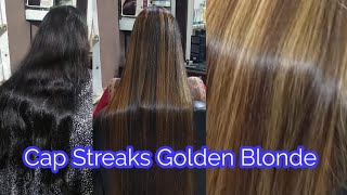 Cap Streaks on Dark Hairs  Cap Streaking  Golden Blonde Hair colour  Real Beauty Secrets [upl. by Ecilef]