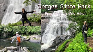 Gorges State Park  Rainbow falls and Turtleback Falls Hike  Four Waterfalls in One Hike [upl. by Dawna]