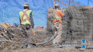 Soldier Pile and Shotcrete with Tieback Anchors Shoring System Part 2 of 3 Davey Kent DK725 [upl. by Raual]