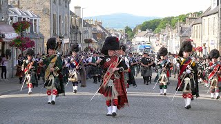 Scotland the Brave by the Massed Bands on the march after the 2019 Dufftown Highland Games in Moray [upl. by Enoitna325]