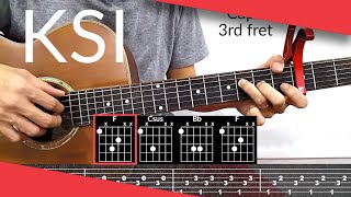 Holiday KSI Guitar Tutorial  Tab Chords [upl. by Nimrac]