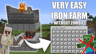 Minecraft Easy IRON FARM Without a Zombie  Tutorial 119 [upl. by Dijam241]