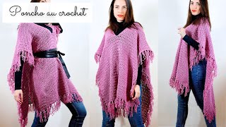 Comment faire un poncho au crochet 🧶 Tuto crochet facile spécial Débutant Tunique modèle Vanessa ✨ [upl. by Marilee225]