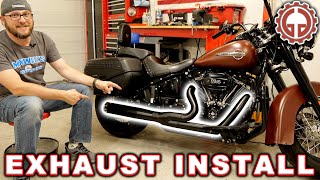 Harley Davidson M8 Softail Exhaust Rinehart 2 into 1 [upl. by Tombaugh]