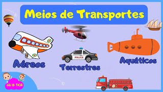 Meios de transportes para criança  Transportes Terrestres Aéreos e Aquáticos  Vídeo infantil [upl. by Adnawuj]