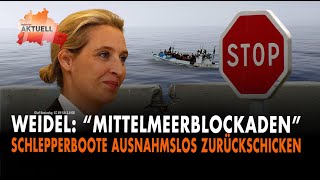 Weidel quotMittelmeerblockadenquot I Schlepperboote ausnahmslos zurückschicken [upl. by Eillor]