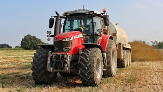 Massey Ferguson 6718S DynaVT Botte Vaia 200 qli  MANURE SPREADING [upl. by Aneekat]