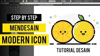 Step by Step Cara Desain Icon Modern dengan Adobe Illustrator  Tutorial Design [upl. by Desdee68]