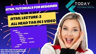 HTML Tutorials Beginner  HTML Head Tag  All HEAD Tag in one Video  Link Meta Base Script Style [upl. by Margaretha]