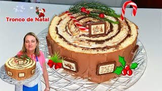 TRONCO DE NATAL Um delicioso bolo para fazer no dia 25 [upl. by Idonna]