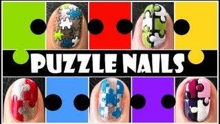 5 WAYS TO CREATE PUZZLE NAILS  EASY HOW TO TAPED KONAD STAMPING NAIL ART DESIGN TUTORIAL SHORT [upl. by Neurath]