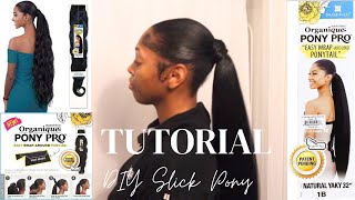 DIY quotSlick Ponytailquot on Natural Hair  Organique Pony Pro Easy Wrap Around Ponytail  Tutorial [upl. by Yoj]