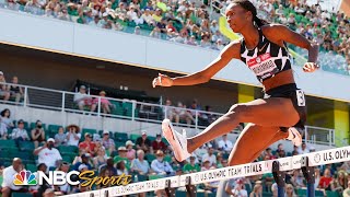 Dalilah Muhammad comfortably wins Olympic Trials 400m hurdles heat  NBC Sports [upl. by Inasah]