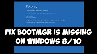 Fix bootmgr is missing on Windows 810 [upl. by Fox]