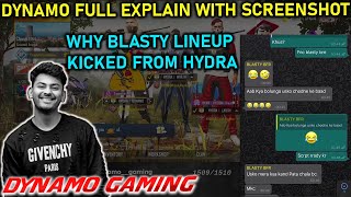 DYNAMO FULL EXPLAIN WITH SCREENSHOT  WHY BLASTY LINEUP KICKED FROM HYDRA  PUBG Mobile [upl. by Tressia910]