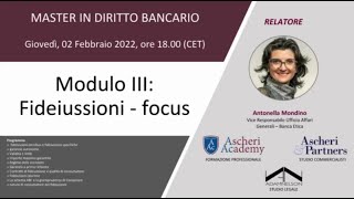 Master in Diritto Bancario  Modulo III quotFideiussioniquot Focus [upl. by Llyrpa]