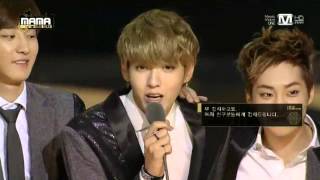 720P 131122 EXOs Speech for Album of the Year  2013 MAMA in HK [upl. by Hareenum964]